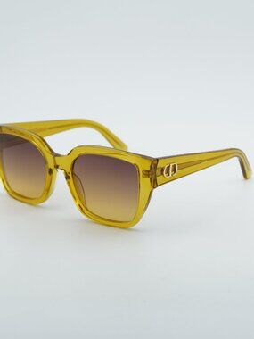 Dior DIORGLOW S1I 66D2 Sunglasses Yellow Square Frame, Brown Lenses